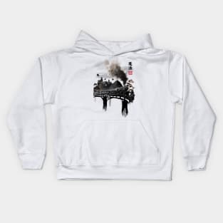 Train to school of magic sumi e Kids Hoodie